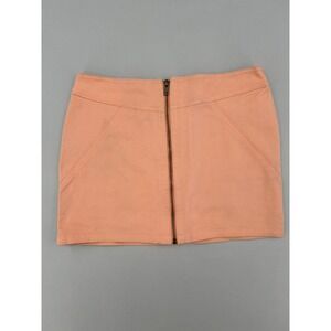 Koxis Peach Apricot Full Zip Front Denim Mini Skirt Size M